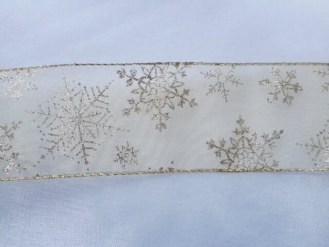 Snow crystal（雪の結晶）リボン ワイヤー入り ゴールド＆シルバー