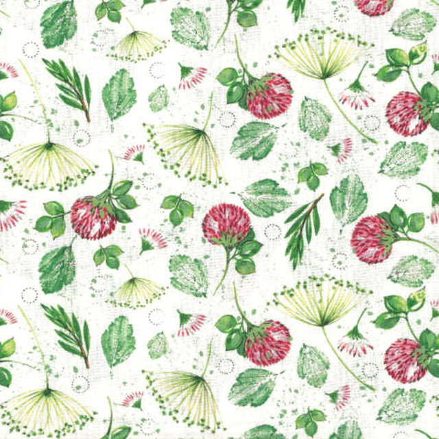 ドイツ Acufactum プリント生地【35cm単位切り売り】ムラサキツメクサ ◎花 クローバー  F-1267