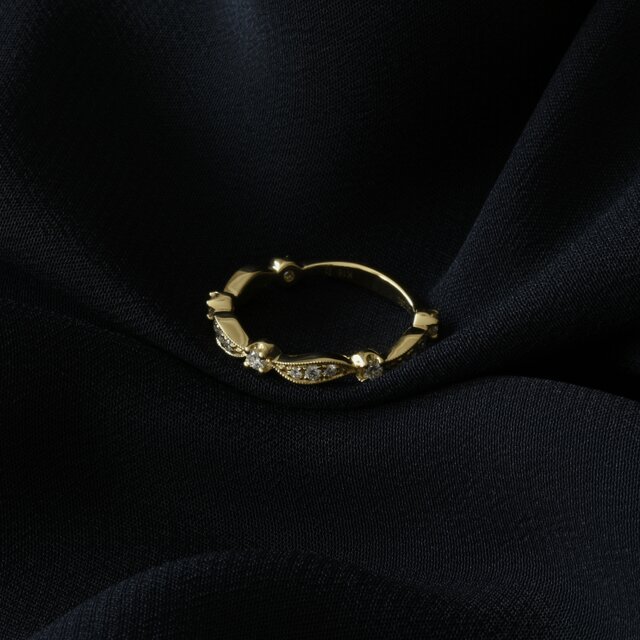 K18 唐草模様のダイヤモンドリング