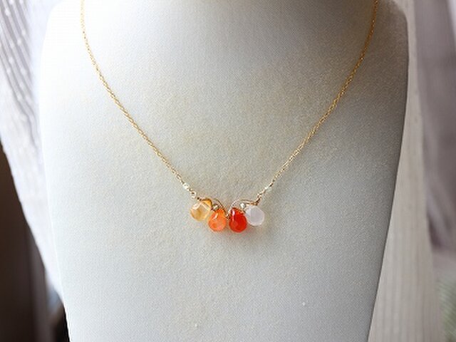 カーネリアンネックレス＊ツンドラサファイア＊14kgfネックレス＊no