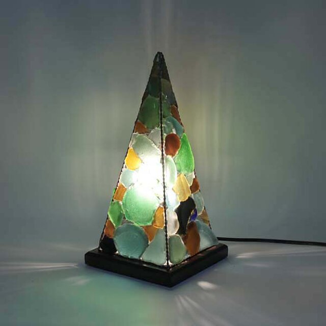 シーグラス ピラミッドランプL シックなモザイクカラー シーグラス ピラミッドランプL シックなモザイクカラー シーグラス