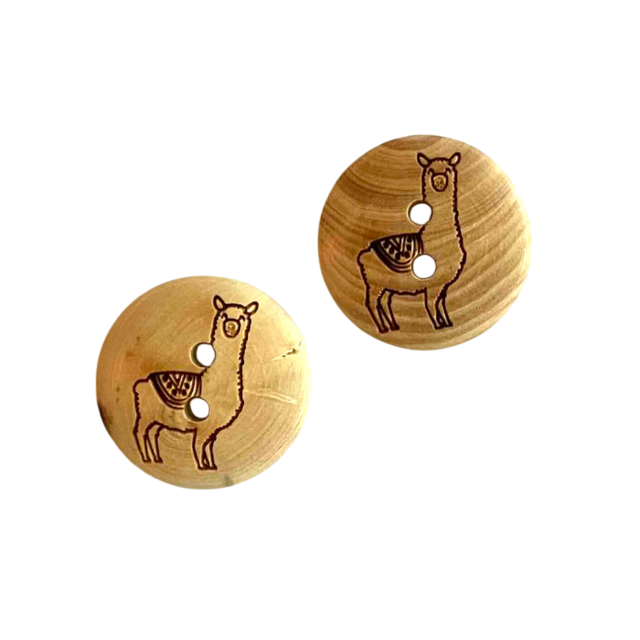 ドイツ製 ウッドボタン リャマ 焼き印 2個 JK 　動物 アニマル 　 B-1949　ラマ  アルパカ