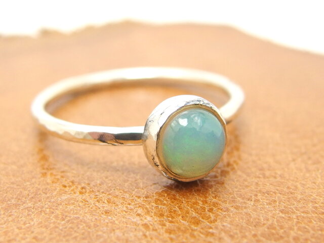 オパールリング 15号 【silver】天然石 オパールリング 小粒