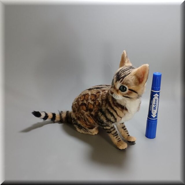 羊毛フェルト 猫 ベンガル猫 ねこ ネコ 猫フィギュア | iichi 日々の