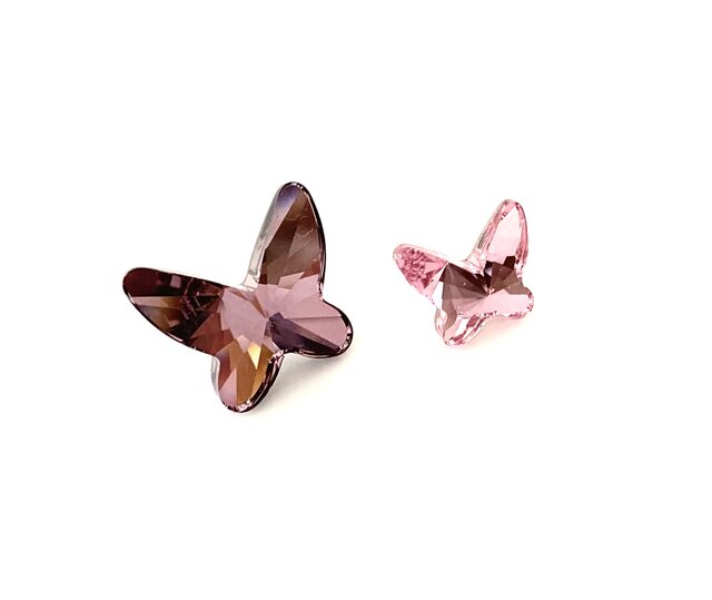 スワロフスキー 二羽の蝶（アンティークピンク・ライトピーチ） 幸運の