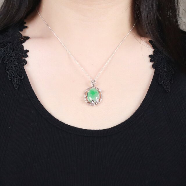 永遠の新緑 翡翠と真珠のペンダント/ネックレス シルバー925 | iichi 