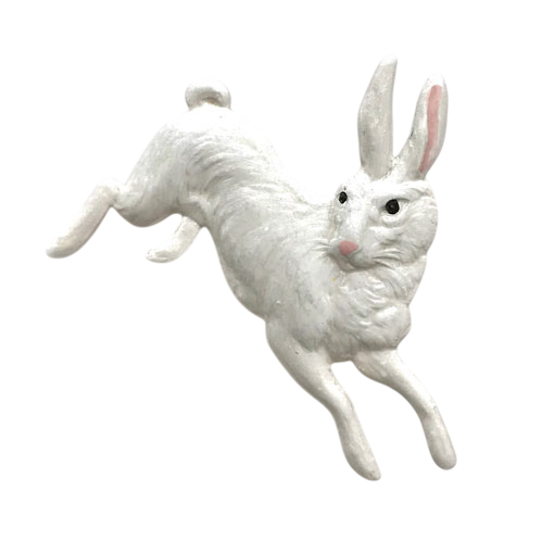 Sale* アメリカ製 メタルブローチ ホワイトラビット SC M-0272 うさぎ メタルピン アンティーク 兎