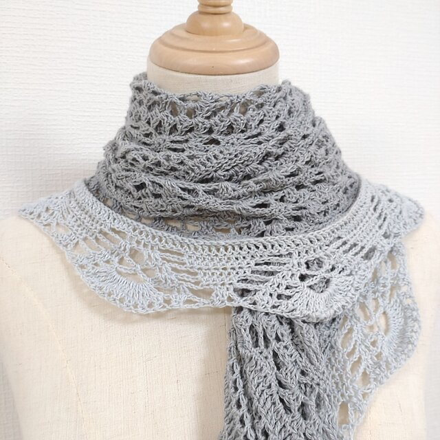 三角ショール 手編み マント ウール100% 小物 