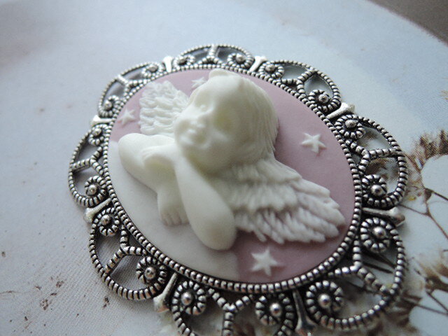 ✤シェルカメオブローチ&ペンダント✤K14✤2way✤『マダムの微笑み』✤ ✤