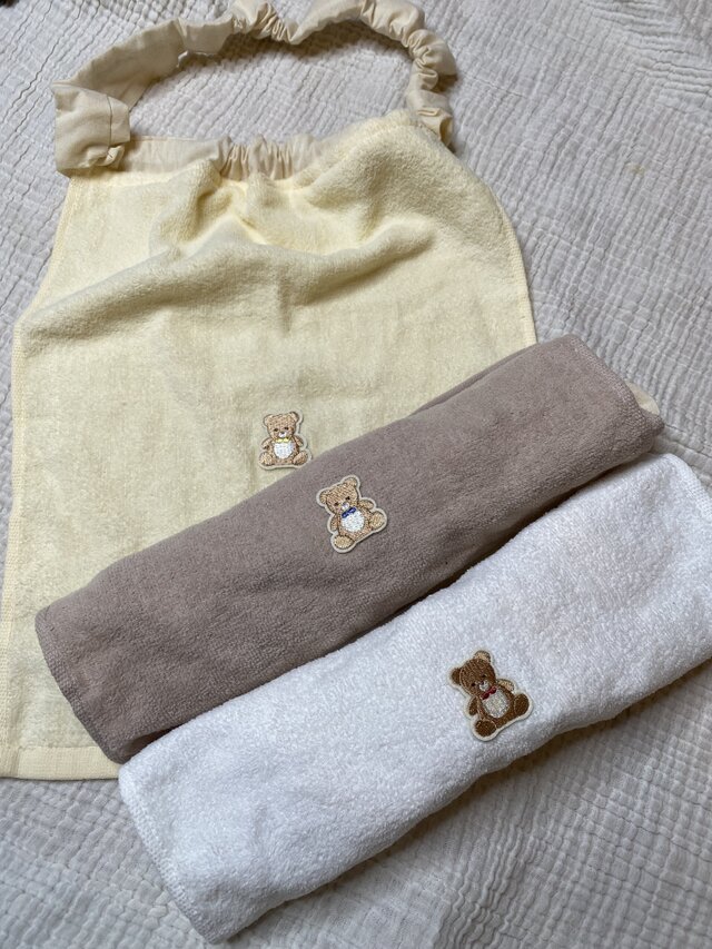 （首シュシュタイプ）おりこうエプロン　タオルエプロン　お食事エプロン