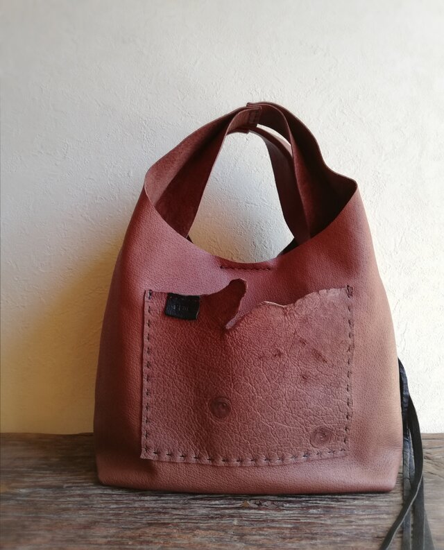 my Bag -mini-　チョコレート✗黒色　ピッグスキンレザー