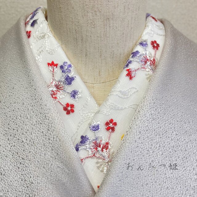 半衿 豪華刺繍 S-6 ♡振袖＊訪問着＊留袖万能 菊と桜 新品0307⑯ 流行