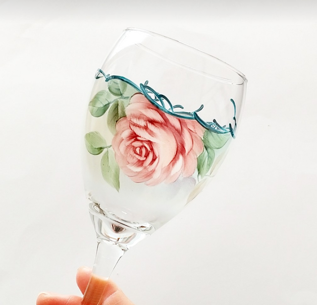 ワイングラス ペア / ピンクのバラ | iichi 日々の暮らしを心地よく
