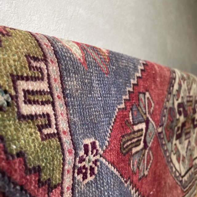 トルコヴィンテージラグ 35×107 ランナーラグ くすみカラー