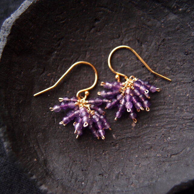 K14gf・受注制作】Amethyst Earrings／アメシスト プチピアス（Mini