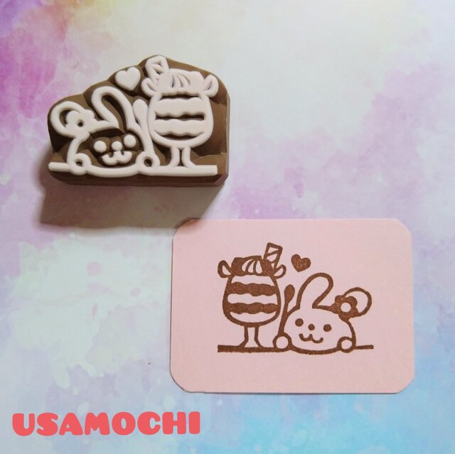 消しゴムはんこNo.25  うさぎ ティーカップ ティーカップうさぎのはんこKururi - Pinkoi 限時優惠活動 消しゴム