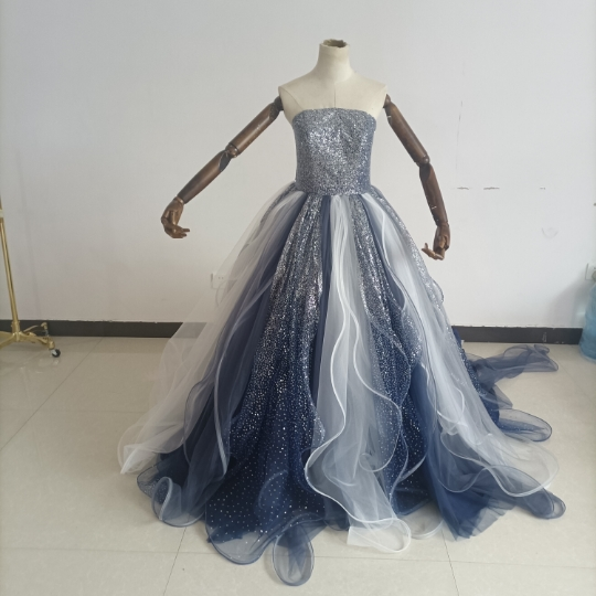 キラキラチュール カラードレス 可愛い 編み上げ プリンセスドレス 