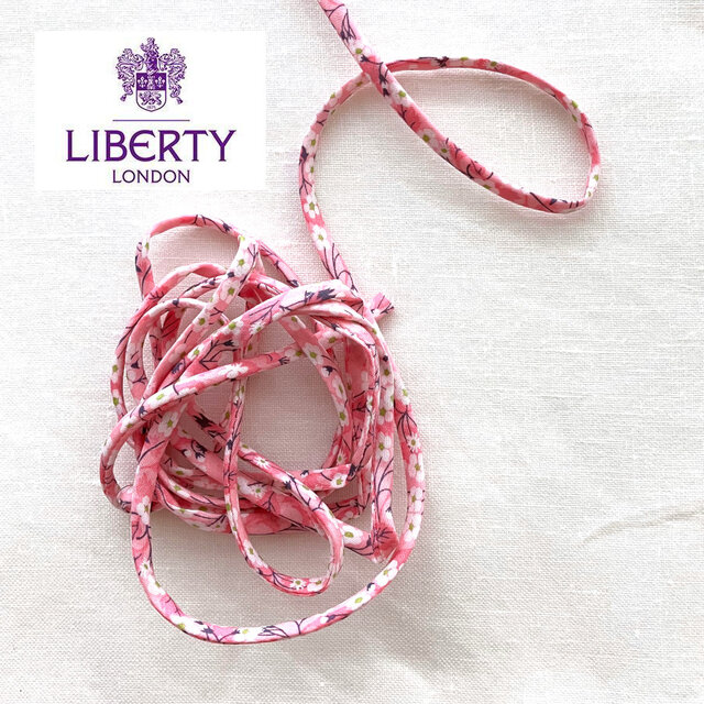 リバティ生地 細紐ストリング mitsi valeria（ミッツィ・ヴァレリア）花 ピンク ひも 　 M-0259