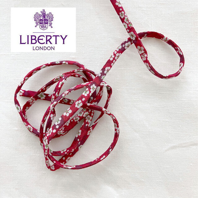 リバティ生地 細紐ストリング Mitsi valeria（ミッツィ ヴァレリア）花 レッド　M-0162