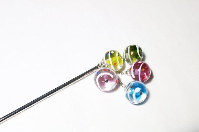 とんぼ玉・ガラスのかんざし「ヨーヨー」③ | iichi 日々の