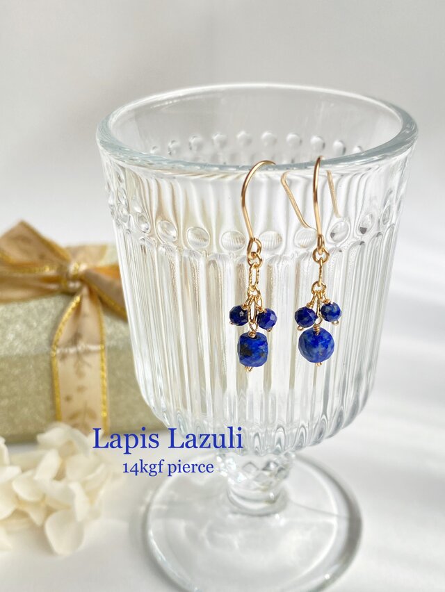 再販【12月誕生石】紺碧のラピスラズリ♡ 14kgfピアス　ac/1154