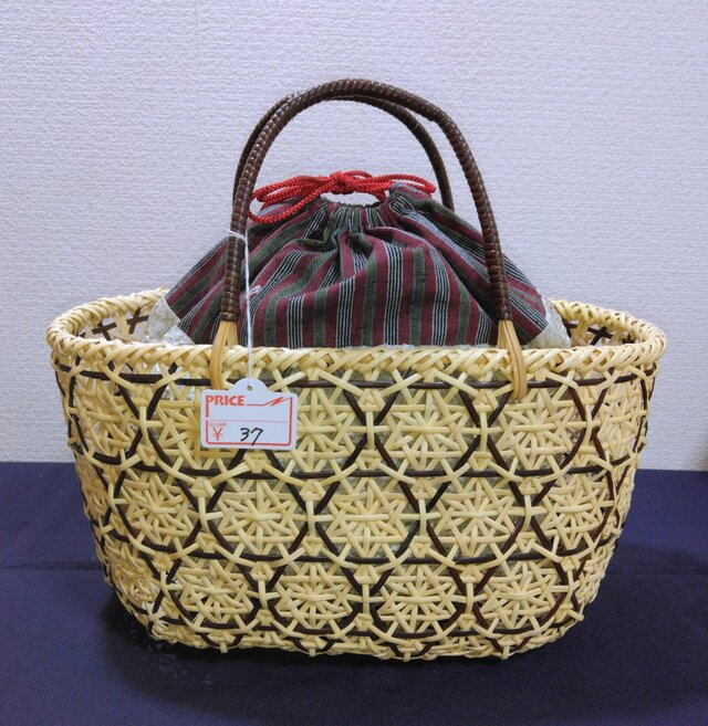 皮籐の華編み籠　37