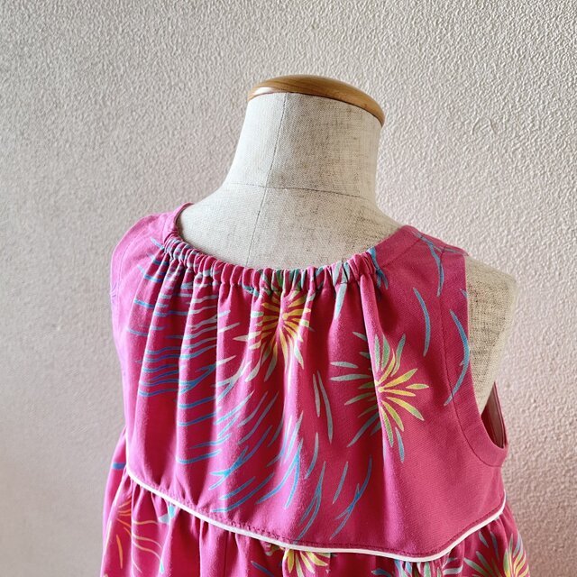 子供 浴衣地ひかえめフレアーワンピース tsumori chisato 紺白ネコ 80