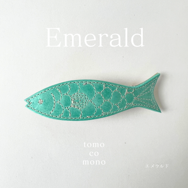 刺繍革細工 「お魚ヘアバレッタ」（牛イタリアンレザー）全9種