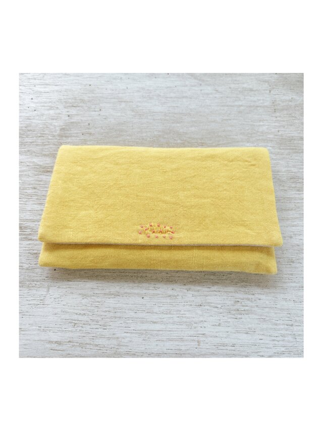 天日干しリネン　お念珠入れ　黄色