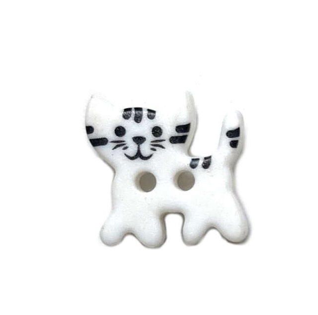 ドイツ製ポリアミドボタン キャット ホワイト 11mm 2個 DB B-2787 猫