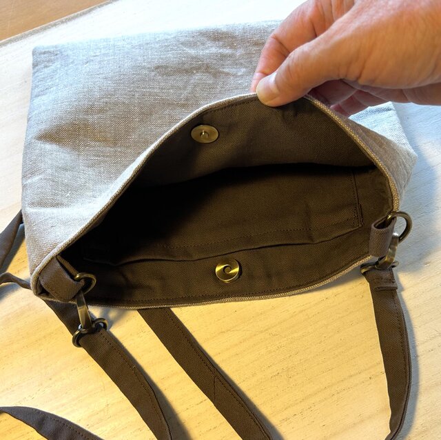 あきちゃん様オーダー横長サコッシュ：リネン あきちゃん様オーダー横長サコッシュ：リネン