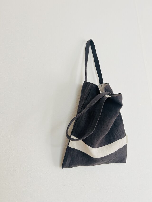 手提げbag 　墨黒+白