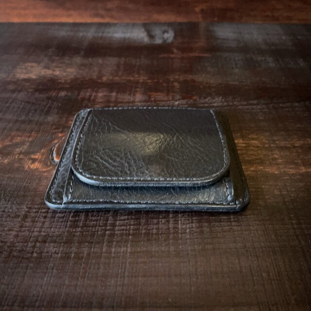 小銭 ＆ カード 》ミニマルレザーウォレット（ブラック）シンプル財布