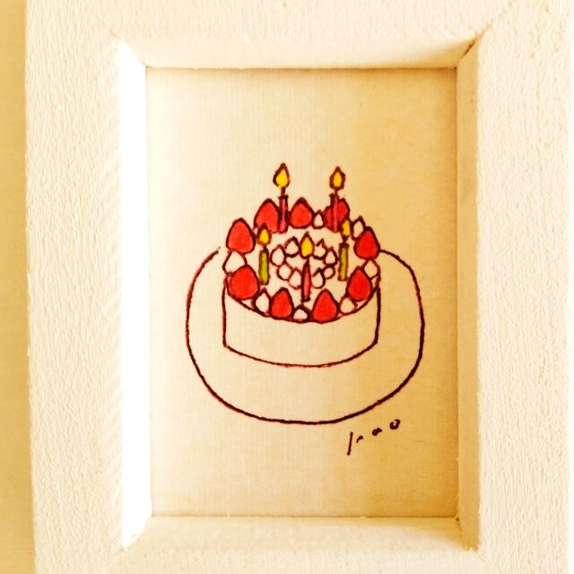 ケーキセット【ミニ額入り複製原画1点 ｜ポストカード2種】・送料無料