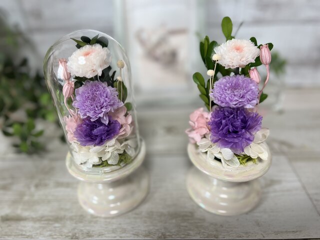 クリアドーム 仏花 供花 プリザーブドフラワー 仏花 小菊