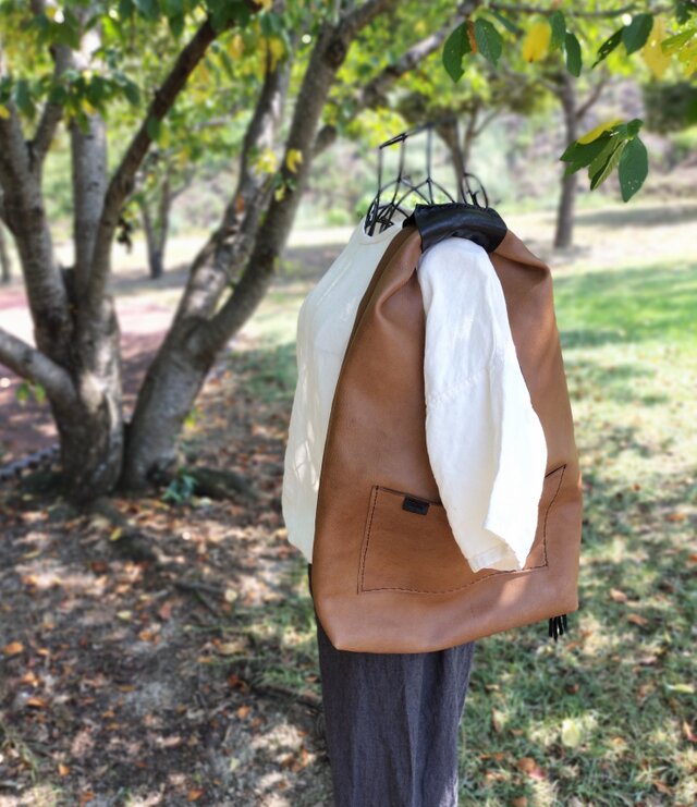 【受注制作】one shoulder bag　オークグレー✗黒　オイルシュリンクレザー