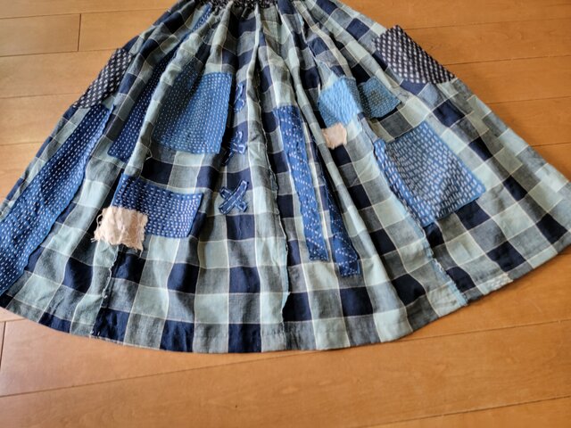 家紋　古布のフード付ジレ63　古布リメイク　ボロ　作家 家紋 古布のフード付ジレ63 古布リメイク ボロ 作家 家紋 古布のフード付