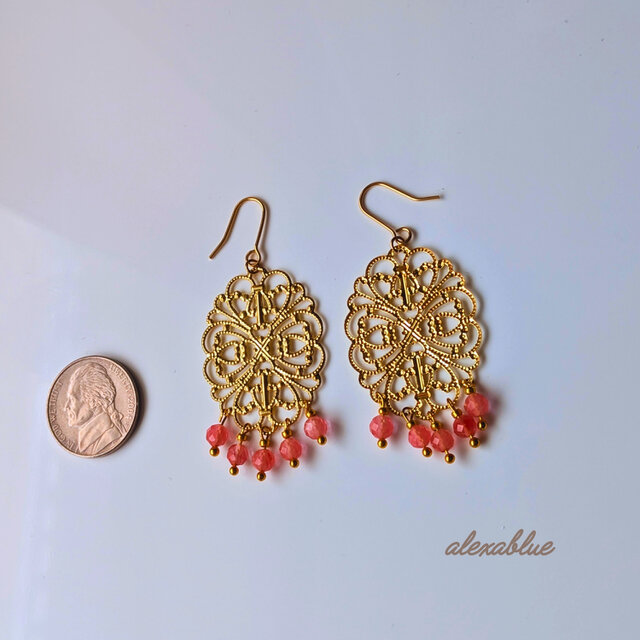 ストロベリークォーツ ピアス｜Strawberry Quartz｜天然石エスニック