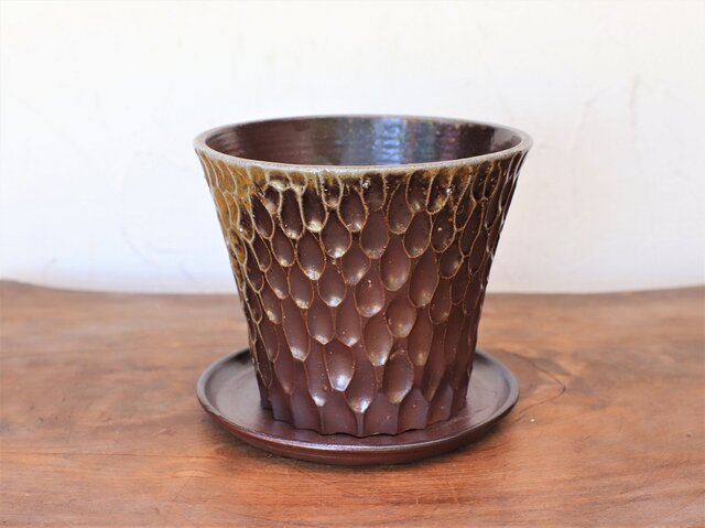 備前焼 植木鉢【受皿付き】 u-064 | iichi 日々の暮らしを