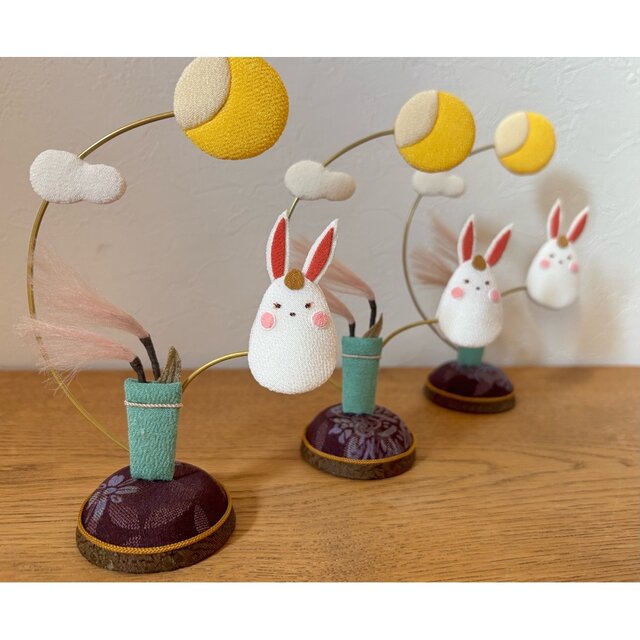 ギフトラッピング対応【お月見うさぎーお団子付き】 秋 季節の飾り