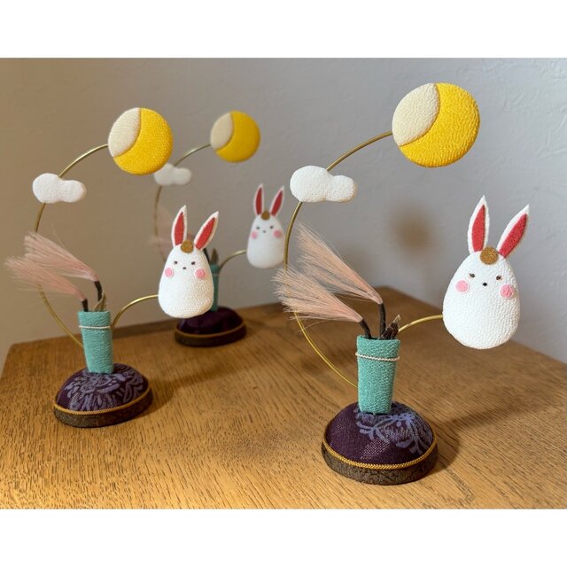 ギフトラッピング対応【お月見うさぎーお団子付き】 秋 季節の飾り