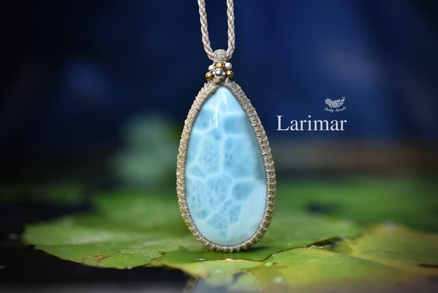 透ける波模様☆特大☆ラリマー マクラメネックレス1174 | iichi 日々の