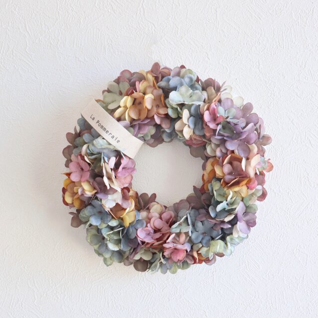 秋空の紫陽花のリース  23cm antique autumn