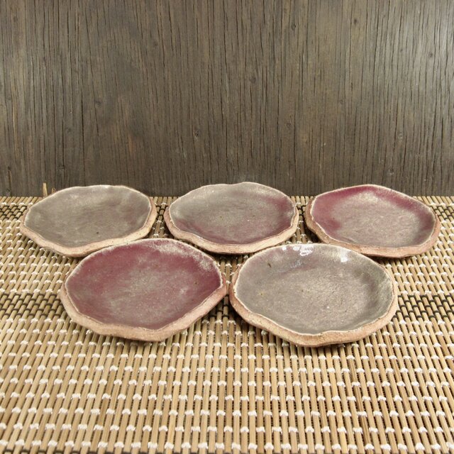 陶器 手延べ豆皿・小皿（バラ売り）　あずき色（還元焼成）【230715】