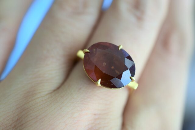 k-8宝石質 4.66ct 柘榴石 ガーネット k18金 リング マーキス 指輪 k-8 一点物 4.66ct 宝石質 大粒 柘榴石 ガーネット 14.5~15.0号 k18金