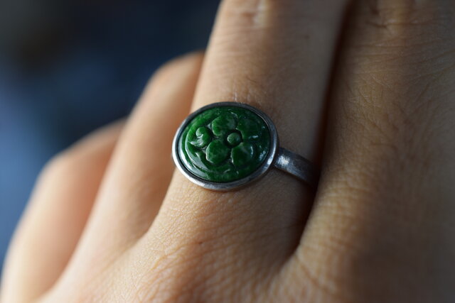 ミャンマー産天然本翡翠 リング シルバー925 ミャンマー産天然本翡翠 リング シルバー925 ミャンマー産天然本