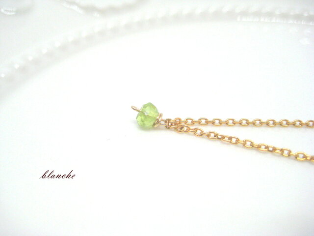 14KGF ペリドットと淡水パールのブレスレット 14KGF ペリドットと淡水