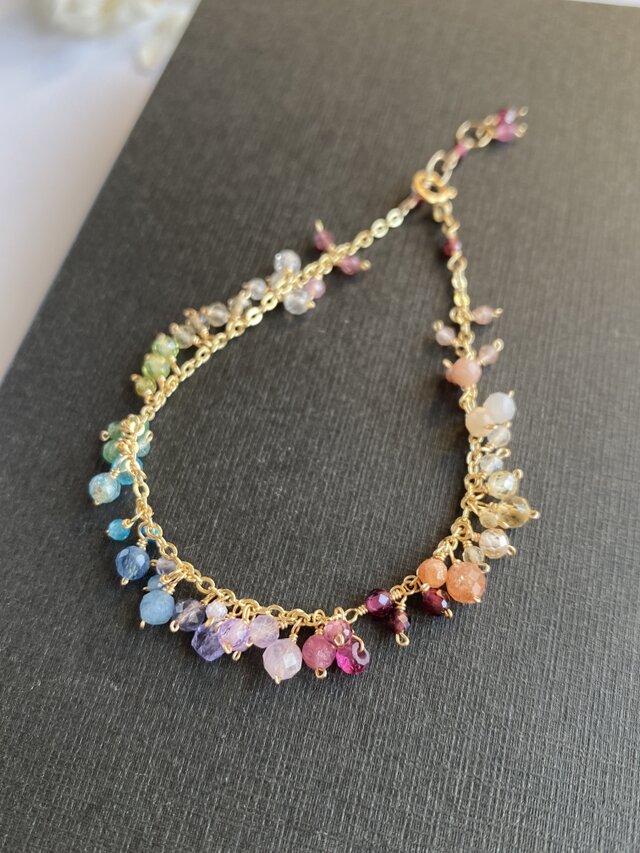 再々販 14kgf【七色のお守りブレスレット】アクアマリン、タンザナイト