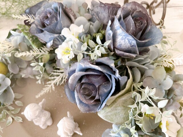 アナベル紫陽花 三日月リース アナベル紫陽花三日月リース