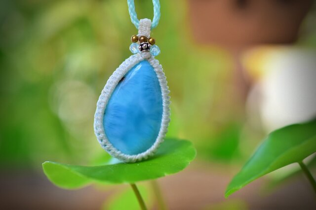 涙ドロップ☆ラリマー マクラメネックレス1188 | iichi 日々の暮らしを